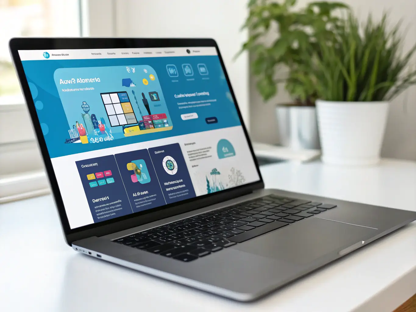 A modern, responsive one-page website displayed on a laptop screen, showcasing a clean and professional design with bold orange accents, representing Digivize's One-Page Website Builds service.